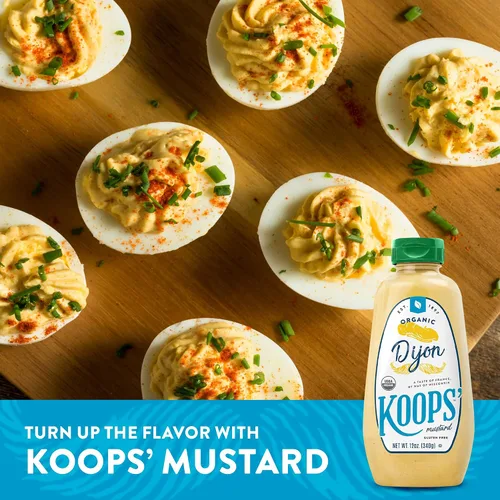 Vista 6 de Koops' Mostaza Dijon orgánica – Condimento Dijon, sin gluten, kosher, sin OMG, salsa de mostaza orgánica certificada por USDA, fabricado