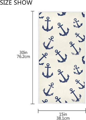 Vista 3 de Pfrewn Toallas de mano náuticas retro anclas, 16 x 30 pulgadas, toalla de baño de ancla azul marino, suave, absorbente, océano, mar, bajo el agua