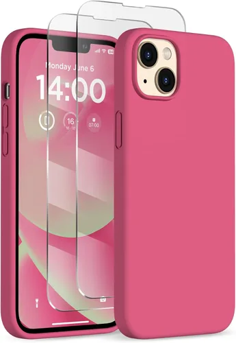 Vista 23 de Funda de silicona diseñada para iPhone 14 Plus, con 2 protectores de pantalla, funda protectora de cuerpo completo a prueba de golpes, funda delgada