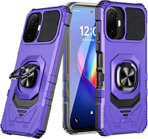 Vista 10 de Funda para TCL Nxtpaper 70 Pro 5G con protector de pantalla y soporte de anillo magnético