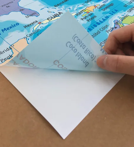 Vista 5 de Academia Maps Vinilo decorativo grande de 53 x 36 pulgadas con mapa del mundo del océano azul Papel tapiz fácil de colgar para pegar y despegar