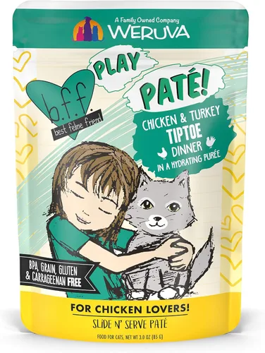 Vista 22 de Weruva B.F.F. PLAY - Best Feline Friend Paté Lovers, Aw Yeah!, Beef & Atún Ta Da! con carne de res y atún, bolsa de 3 onzas (paquete de 12)