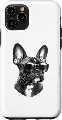 Vista 10 de Funda para iPhone 15 Bulldog Francés con gafas de sol