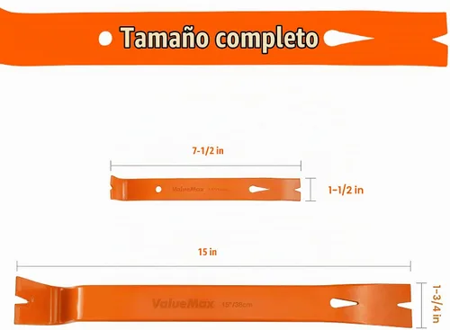 Vista 2 de ValueMax Juego de 2 barras planas de palanca, incluye mini barra de palanca de 7-1/2 pulgadas, extractor de uñas resistente de 15 pulgadas, barra