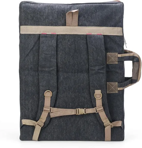 Vista 5 de TRANSON Estuche de Portafolio de Arte Mochila de Lona Bolsa Grande 26” x 19.5