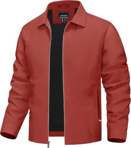 Vista 9 de TACVASEN Chaqueta Cortavientos Ligera para Hombre con Cremallera Completa Cuello Plegable Chaquetas Abrigo Casual Ligero con Bolsillos con Cremallera