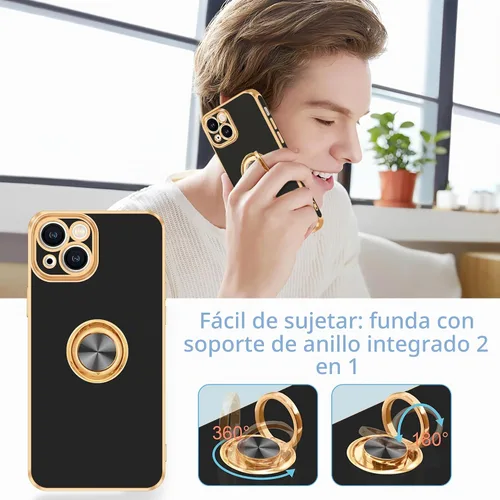 Vista 5 de Fingic Funda para iPhone 14 [con soporte de anillo de 360°] [Soporte magnético para automóvil] Funda de teléfono con soporte para teléfono