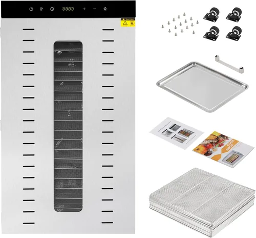 Vista 5 de Deshidratador de alimentos de 20 bandejas para carne seca de acero inoxidable de 1700 W, máquina deshidratadora comercial de alimentos