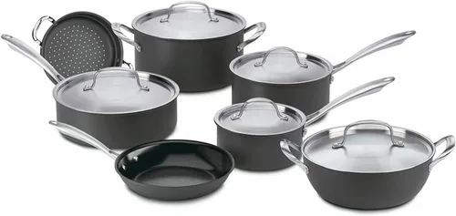 Vista 9 de Sartén antiadherente con tapa Cuisinart GreenGourmet, anodizado durable, Parrilla cuadrada, Negro