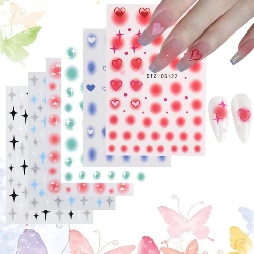 Vista 8 de 8 hojas de calcomanías de arte de uñas de flores de animales, calcomanías autoadhesivas 3D de mariposas, pavo real, suministros de arte de uñas