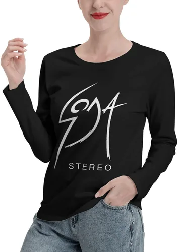 Vista 4 de Soda Stereo Logo Long Sleeve Womens Casual Loose Round Neckline Pullover