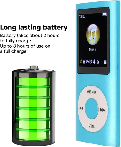 Vista 7 de Reproductor de MP3, reproductor de música MP3 portátil sin pérdidas delgado con auriculares, pantalla LCD de 1.8 pulgadas, reproductor de música