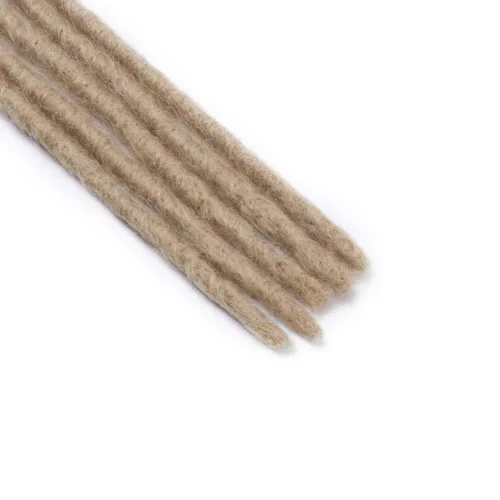 Vista 5 de Extensiones de rastas cortas de 12 pulgadas, 5 hebras, suaves hechas a mano, rastas de ganchillo para hombres, reggae hip-pop, rubio natural Natural