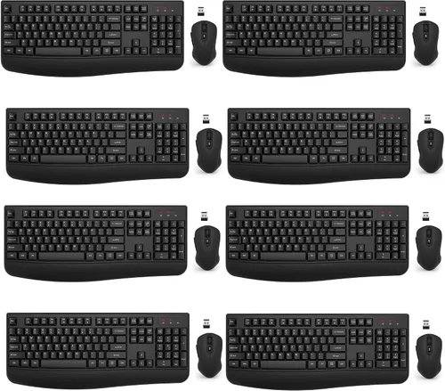 Vista 14 de Combo de teclado y mouse inalámbricos, EDJO, teclado ergonómico de tamaño completo de 2.4G para computadora con reposa muñecas y mouse inalámbrico