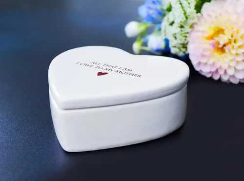 Vista 7 de Regalo para mamá de Susabella - Regalo de boda para madre de la novia o madre del novio, caja de cerámica para recuerdos en forma de corazón o caja