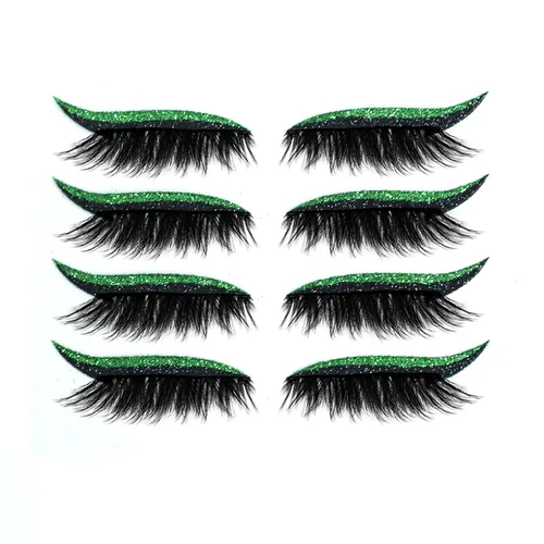 Vista 3 de Pestañas postizas, pestañas postizas de visón, 4 pares/juego de calcomanías delineadoras de ojos, reutilizables, coloridas, belleza, moda, línea