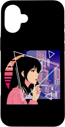Vista 23 de Retro 80's Japanese Lofi Vaporwave Aesthetic Sad Anime Girl Case for iPhone 17