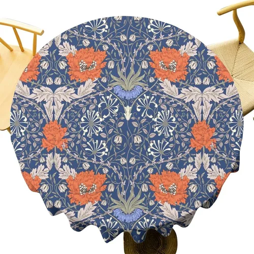 Vista 170 de Mantel Floral Retro de Pájaros, Diseño Original Bohemio William Morris Estampado Cubierta de Mesa para Hogar Picnic Fiesta Comedor Cocina William