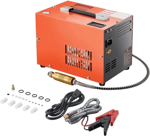 Vista 9 de Compresor de aire PCP, compresor de tanque de buceo de 4500PSI/30Mpa, compresor de pistola de aire PCP DC12V/AC110V parada manual, bomba