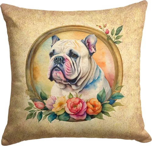 Vista 271 de Caroline's Treasures DAC2072PW1414 Affenpinscher and Flowers - Almohada decorativa de tela, lavable a máquina, para interiores y exteriores