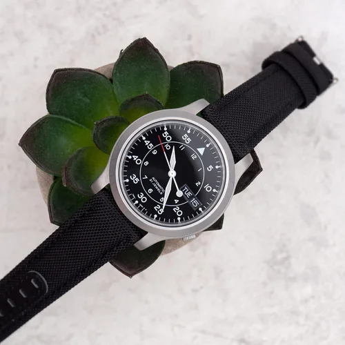 Vista 4 de Benchmark Basics Correas de reloj Sailcloth de liberación rápida, correas de reloj tejidas de nailon para relojes regulares e inteligentes, elección
