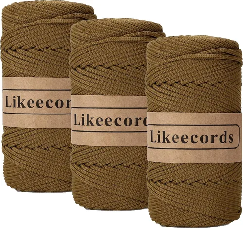 Vista 40 de Likeecords Cordón de macramé trenzado de poliéster de 0.157 in, 140 yardas, 426 pies, hilo elástico para bolsa de ganchillo para manualidades