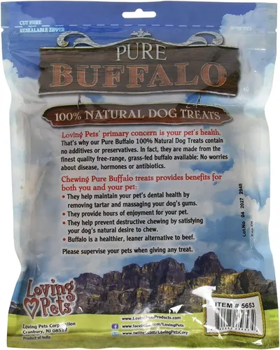 Vista 2 de Loving Pets Paquete de 60 golosinas para perros Pure Buffalo Paddy Whack Backstrap Tendon, de 4 a 6 pulgadas, un solo ingrediente