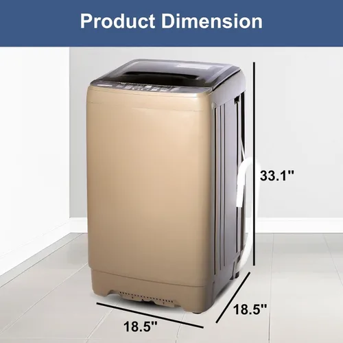 Vista 7 de Lavadora automática de 15.6 libras con 10 programas, pantalla LED, 8 niveles de agua, lavadora compacta de alta eficiencia para apartamento, RV