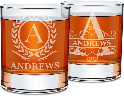 Vista 10 de On The Rox Vaso de whisky personalizado, monograma grabado de 11 onzas, regalo para padrinos de boda de Bourbon Scotch para hombres, nombre inicial