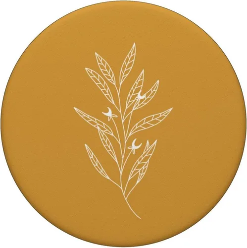 Vista 3 de Delicado Boho Botánico Hojas Mostaza Amarillo PopSockets Intercambiables PopGrip