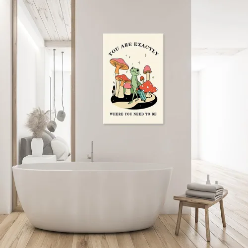 Vista 3 de FBKDVC Funny Frog You Are Exactly Where You Need To Be - Póster inspirador de acuarela, lienzo de pared, regalo motivacional para mujeres, niñas