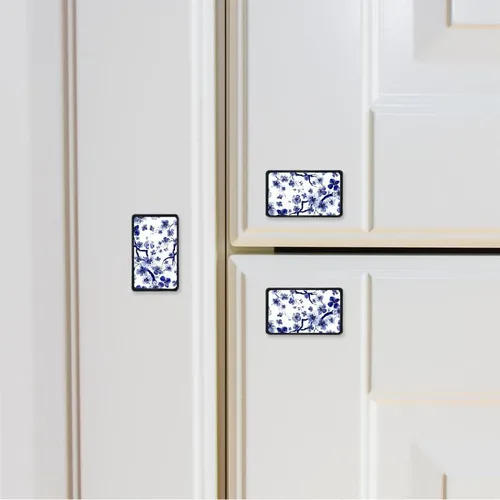 Vista 6 de LORVIES Paquete de 4 pomos decorativos florales de 1.65 pulgadas para gabinete, rectángulo de vidrio ABS con un solo agujero, tiradores de puerta