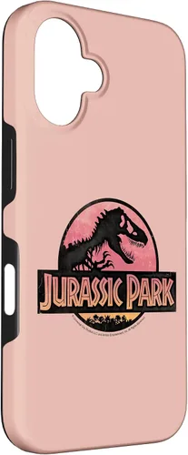 Vista 3 de Funda con logotipo degradado rosa para iPhone 16 Jurassic Park