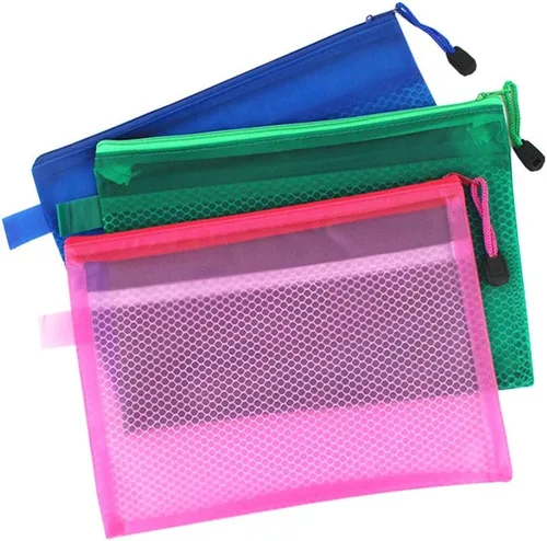 Vista 2 de A4/A5 - 2 unidades de malla de colores con cremallera, bolsa de documentos, impermeable, carpetas de archivos con cremallera para suministros