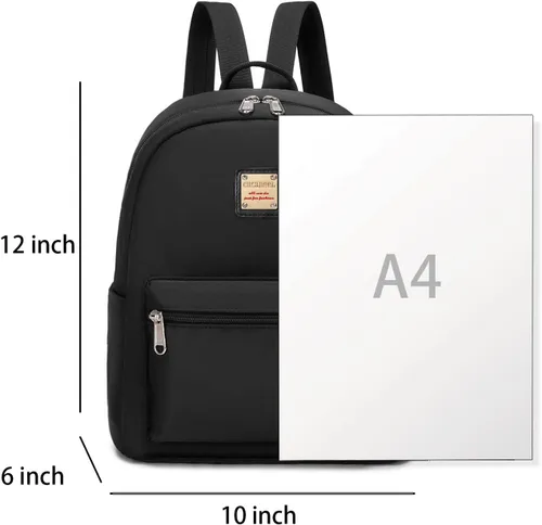 Vista 6 de Cusangel - Mochila pequeña resistente al agua para niñas, mochila pequeña para mujeres, niños, viajes escolares, Negro puro, Mochilas tipo mochila