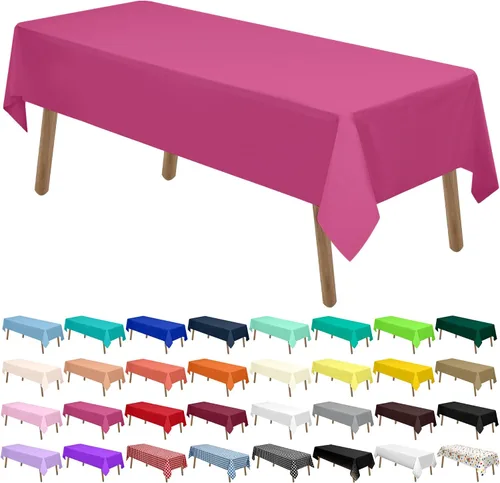 Vista 8 de Manteles de Plástico Azul Claro Paquete de 2 Cubiertas de Mesa Desechables 54 x 108 Pulgadas Manteles para Baby Shower Fiesta PEVA Manteles Azul
