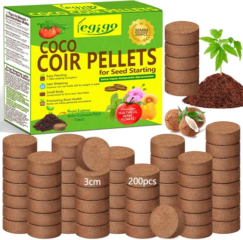 Vista 8 de Legigo 50 Pz 30mm de Fibra de Coco en Pellets para Mezcla de Suelo de Inicio de Semillas - Pods de Suelo de Fibra de Coco Orgánico para Plántulas