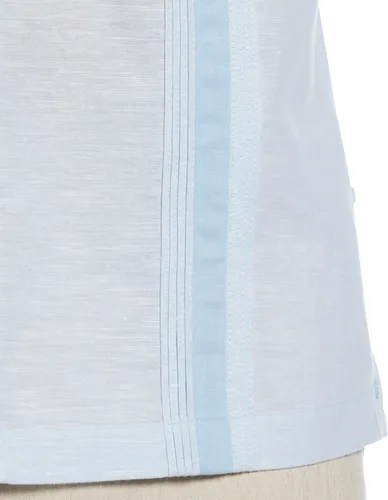 Vista 4 de Cubavera Camisa Guayabera de manga corta para hombre con mezcla de lino, disponible en tallas grandes y altas