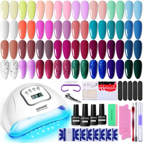 Vista 16 de JODSONE Juego de 23 esmaltes de uñas de gel con base, capa superior brillante y mate, multicolor, de larga duración, adecuado para todas