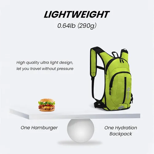 Vista 4 de Nepest Hydration Pack Backpack for Women & Men, Lightweight Water Backpack with 2L Water Bladder for Hiking Cycling Running Biking Verde
