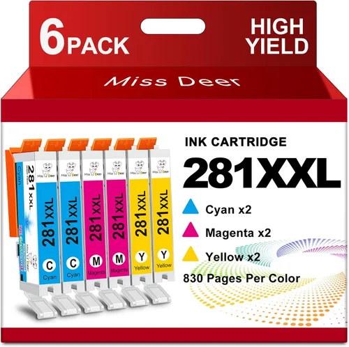 Vista 12 de Miss Deer Cartucho de tinta de repuesto compatible para Canon 280 281 PGI-280XXL CLI-281XXL para Canon Pixma TR8520 TR7520 TS6120 TS6220 TS6320