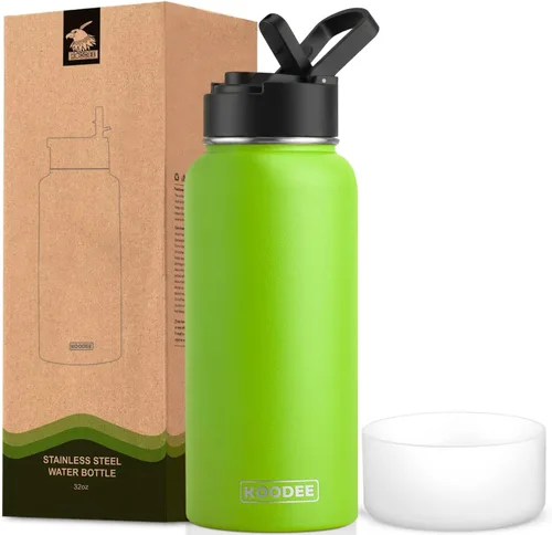 Vista 17 de koodee Botella de agua para niños, botella de agua de acero inoxidable de 12 onzas con aislamiento al vacío para la escuela, botella de agua de boca