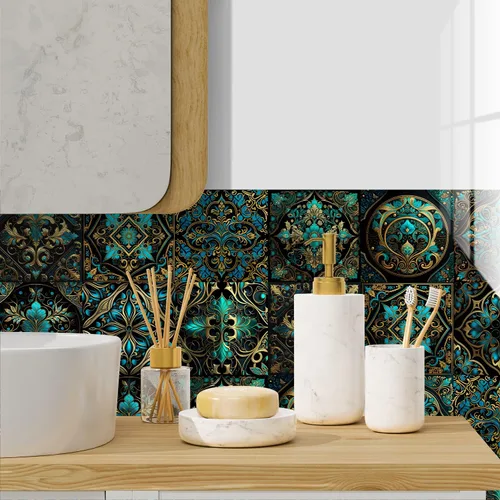 Vista 49 de Alwayspon Adhesivo para azulejos de pared moriscos para despegar y pegar, calcomanías de vinilo autoadhesivas para azulejos de cocina y baño, 4 x 4