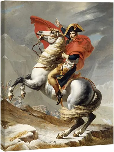 Vista 8 de Wieco Art Napoleón enmarcado cruzando los Alpes de Jacques-Louis David pinturas al óleo, reproducción abstracta de impresiones en alta definición