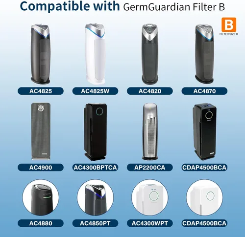Vista 2 de 2 Pack Filtro HEPA para Eliminación de Humo Compatible con GermGuardian Air Puri-fier AC4825 AC4300 AC4800 AC4900 AC4850, Filtro de Reemplazo