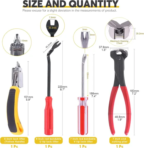 Vista 2 de Juego de 4 herramientas para quitar uñas y grapas, alicates de corte de extremo de 7 pulgadas, extractor de grapas, levantador de tachuelas