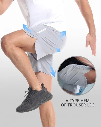 Vista 3 de CANGHPGIN Paquete de 2 pantalones cortos deportivos de entrenamiento para hombre, entrepierna de 7 pulgadas, pantalones cortos de senderismo
