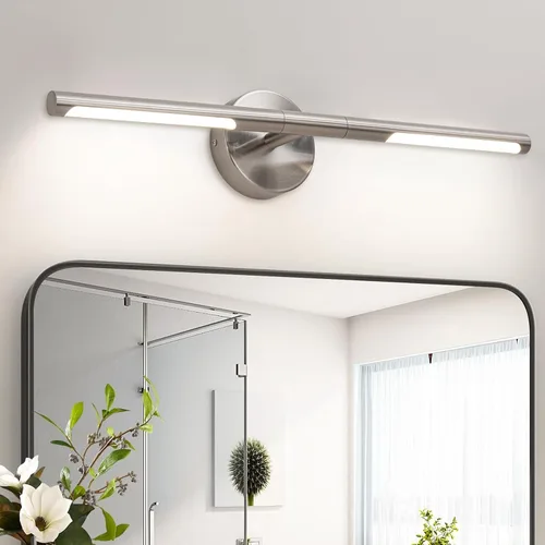 Vista 19 de Lámparas doradas para baño sobre espejo de 24 pulgadas, 18W 360° Giratorias Regulables 4000K Lámpara de Tocador LED de Latón, Luces de Tocador