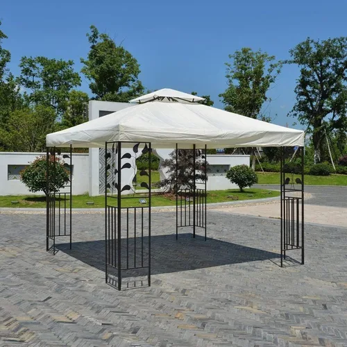 Vista 8 de Toldo de repuesto para cenador de 10 x 10 pies, refugio al aire libre para parte superior más pequeña, cubierta de dosel de doble nivel (beige)