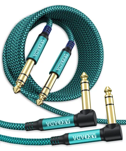 Vista 10 de AkoaDa Akoad - Cable de instrumento TRS de 1/4 de pulgada (paquete de 2 unidades, 10 pies, conector macho de 0.250 in), cable de interconexión